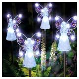 GIGALUMI Solar Angel Garden Stake Lights - 4 Pack Angel Solar Lights Outdoor Garden, Eternal Light Angel with 7 LEDs for Cemetery Grave Decorations, Memorial Gift, Christmas Yard Art, Sympathy Gift - 