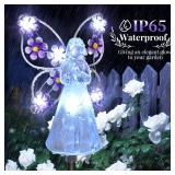 GIGALUMI Solar Angel Garden Stake Lights - 4 Pack Angel Solar Lights Outdoor Garden, Eternal Light Angel with 7 LEDs for Cemetery Grave Decorations, Memorial Gift, Christmas Yard Art, Sympathy Gift - 