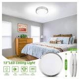 Hlite 36W 13inch LED Flush Mount Ceiling Light Fixture,3600LM Super Bright Light Fixture Ceiling Mount,LED Ceiling Light Flush Mount for Bedroom,Kitchen,Bathroom,5000K Daylight White,Nickel (1Pack) - 