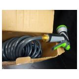 Hozcart Coil Hose,3/8\" EVA Coil Garden Hose 75 FT,Curly Water Hose Lightweight with Brass Connectors,Recoil Garden Hose Includes 8-Pattern Spray Nozzle for Boat, Yard, Patio, Green - Retail: $43