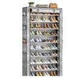 OYREL Shoe Rack 10Tier Large Capacity 50-56Pairs Beautiful Tall Shoe Shelf Free Standing Storage Cabinet Entryway Closet - Retail: $42