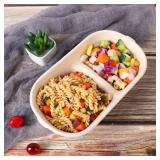 JAYEEY 32 oz Disposable bowls with lids, 2 compartments Sugarcane Fiber Food Container, Food Storage, 50 Pack - Retail: $30