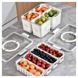 2Pack Divided Veggie Tray with Lid and Handle 4 Compartment Serving Tray with Dividers Portable Travel Snack Storage Containers Stackable Snackle Box Charcuterie Container for Fruit,Vegetable,Salad - 