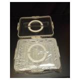 2Pack Divided Veggie Tray with Lid and Handle 4 Compartment Serving Tray with Dividers Portable Travel Snack Storage Containers Stackable Snackle Box Charcuterie Container for Fruit,Vegetable,Salad - 