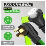 RVVIN 50 Amp 25 Feet RV Extension Cord, 14-50P to SS2-50R Heavy Duty STW Generator Extension Cord for RV Camper and Generator to House, with Locking Connector, ETL Listed (Black&Green) - Retail: $90