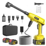 Cordless Pressure Washer,1250 PSI Cordless Power Washer with 2pcs 4.0Ah Battery&Charger & 6-in-1 Nozzle,Portable Power Washer Cordless for Home (Highsam01) - Retail: $80