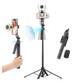 acer Auto Face Tracking Tripod for iPhone/Cell Phone/Android/Camera with Light and Remote, 64\", No App, 360Â°Rotating Tripod Selfie Stick for Tiktok YouTube Vlog Live Streaming Video Recording - Re