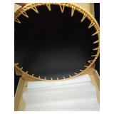 Abyjifar 13.8\" Round Rattan Serving Tray with Mother of Pearl Inlay, Handwoven Coffee Table Boho Decor Basket for Bread Fruit Food Kitchen Home Office (Checkerboard) - Retail: $30