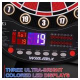 WIN.MAX Electronic Dart Board Soft Tip Dartboard Set LED Displays 3 Languges with 12 Darts 100 Tips Power Adapter Red - Retail: $50