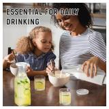 Set of 4 Square Glass Carafe with Lid, 1 Liter Clear Glass Pitcher, Beverage Serveware Carafe for Mimosa Bar, Brunch, Cold Water, Juice, Milk, Iced Tea, Lemonade - Retail: $25