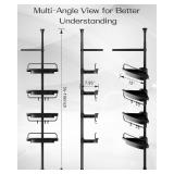 ALLZONE Corner Shower Caddy Tension Pole, Extendable Rustproof Stainless Steel Pole & 4-Tier Adjustable Shelves for Easy Drainage and Built-to-Last Stability, 34 to 116 Inch, Black - Retail: $33