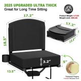 Dayacoco Stadium Seats with Back Support, New Portable Seat for Bleachers Hold up 400lbs, Wide Bleacher Seat with Shoulder Strap & Handle Perfect for Sports Events (Black, 1pcs) - Retail: $41