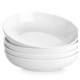 MALACASA 10\" Large Pasta Bowls, 56 OZ White Salad Bowls Soup Bowls, Porcelain Serving Bowls Set of 4, Large Kitchen Bowl Plates Pasta Plates, Microwave & Dishwasher Safe, Series REGULAR - Retail: $36