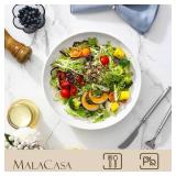 MALACASA 10\" Large Pasta Bowls, 56 OZ White Salad Bowls Soup Bowls, Porcelain Serving Bowls Set of 4, Large Kitchen Bowl Plates Pasta Plates, Microwave & Dishwasher Safe, Series REGULAR - Retail: $36