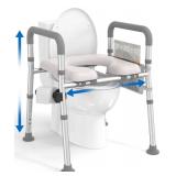 HOMLAND Raised Toilet Seat with Handles, Toilet Seat Riser for Seniors with Adjustable Height & Width, FSA/HSA Eligible 400lb Handicap Elevated Toilet Seat for Elderly, Pregnant, Fit Any Toilet - Reta