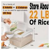 LivLab Mker Rice Storage Container 20 lbs - 15 lbs Airtight Flour Dispenser with Lids & wheel, BPA Free, kitchen organizers for Pet/Cat/Dog Food Storage Container (10 lbs), White - Retail: $36