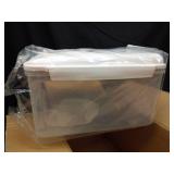 LivLab Mker Rice Storage Container 20 lbs - 15 lbs Airtight Flour Dispenser with Lids & wheel, BPA Free, kitchen organizers for Pet/Cat/Dog Food Storage Container (10 lbs), White - Retail: $36