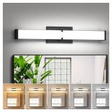 HOPAI Modern Bathroom Light Fixtures, 24 Inch Dimmable Vanity Lights for Bathroom, 5CCT 25W 2500 Lumen LED Vanity Light Bar, Black Vanity Lighting Fxitures Over Mirror ETL Certified - Retail: $50