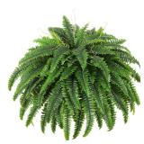 Dkaltm Single Silky Artificial Boston Fern Bush, 49Inch Large Artificial Ferns for Outdoors, Large Faux Ferns Artificial Plants,Suitable for Decorating Office, Living Room Faux Greenery,95Branches - R
