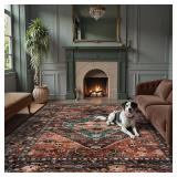 Lahome Area Rugs 9x12 Living Room - Non-Slip Ultra-Thin Washable Large Carpet, Non-Shedding Oriental Vintage Distressed Carpet Rug for Dining Room Bedroom Office - Retail: $160