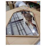 USHOWER 19\" x 31\" Gold Anthropologie Vintage Mirror for Wall, Antique Baroque Mirror with Ornate Frame, Gold Arched Brass Design