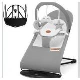 HKAI Baby Bouncer, Portable Baby Bouncer Seat for Babies 0-18 Months, 100% Cotton Fabrics