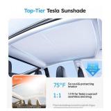 Wigoo Tesla Model Y Sunshade Roof [Never Sag, Nano Ice-Crystal Coatings] 3-Gen Heat Insulation Glass Roof Sun Shade, Accessories for Tesla Model Y 2020~2025, Tesla Interior Gray