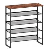 Shoe Rack - Sturdy Steel Shoe Organizer for Front Door Entrance Closet Entryway with Spacious Top - Industrial Style Strong Mesh Storage Shelves (5-Tier 11.8\"x36.2\"x31.5\")
