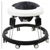 Baby Walker,Foldable Multi-Function Anti-Rollover Toddler Walker,Suitable for All Terrains for Babies Boys and Girls 6-18Months 9 Heights Adjustable(Black)