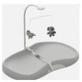 Feisike Baby Changing Pad, Waterproof Wipe-Clean PU Surface, Non-Slip Safety Base & Removable Toy Bar, Ergonomic Diaper Changing Station for Dresser, Nursery, or Travel, Gray