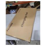 Feisike Baby Changing Pad, Waterproof Wipe-Clean PU Surface, Non-Slip Safety Base & Removable Toy Bar, Ergonomic Diaper Changing Station for Dresser, Nursery, or Travel, Gray