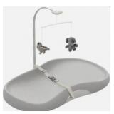 Feisike Baby Changing Pad, Waterproof Wipe-Clean PU Surface, Non-Slip Safety Base & Removable Toy Bar, Ergonomic Diaper Changing Station for Dresser, Nursery, or Travel, Gray