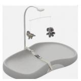 Feisike Baby Changing Pad, Waterproof Wipe-Clean PU Surface, Non-Slip Safety Base & Removable Toy Bar, Ergonomic Diaper Changing Station for Dresser, Nursery, or Travel, Gray