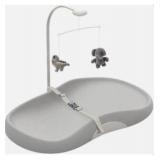 Feisike Baby Changing Pad, Waterproof Wipe-Clean PU Surface, Non-Slip Safety Base & Removable Toy Bar, Ergonomic Diaper Changing Station for Dresser, Nursery, or Travel, Gray