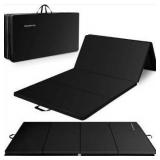 4-Panel Folding Gymnastics Mat 2-Inch Thick Pad with Vinyl Surface and Carrying Handles for Tumbling, Yoga, Pilates, Home Workouts, and Martial Arts