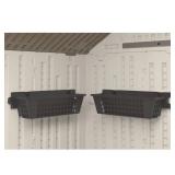 Suncast 25  x 7.25  Shelf Basket Accessory for Outdoor Shed  Black (2-Pack)