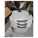 IRIS USA Laundry Basket 50L Large Plastic Hip Hold Hamper with Built-In Comfort Carry Handles  3-Pack  1.5 Bushel Hamper for Storage with Ventilation Holes for Closet Dorm Laundry Room Bedroom  White(