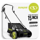 Sun Joe Electric 15  Lawn Dethatcher + Scarifier with Collection Bag  13-Amp