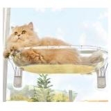 AMOSIJOY Transparent Cat Window Perch, Easy to Install & Clean Cat Hammock with 4 Enlarged Suction Cups for Large Cats, Panoramic Space Capsule Window Seat with Cozy Furry Mat