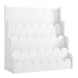 4 Tier Scalloped Kids Bookshelf Natural Wood Toddler Book Rack Nursery Bookcase Magazine Display Storage Shelf Organizer Homeschooling (White,31.5 * 31.5 * 15in)