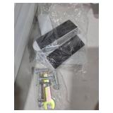 Vantas Folding No-Assembly Metal Pet Gate 80\" Wide, 24\" Extra Tall Dog Gate with Door Walk Through, Freestanding Accordion Puppy Gate Dog Door for Indoor & Outdoor, with 2PCS Support - White