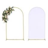 Vincidern 6.6FT Wedding Arch Backdrop Stand and White Cover, Metal Arch Backdrop Stand and Cover Set for Parties, Birthdays, Baby Showers, Bridal, Banquets, Ceremonies, Event Decor