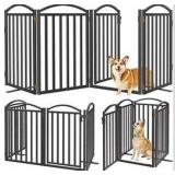 Malier Metal Freestanding Dog Gates with Door, 32