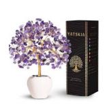 YATSKIA Amethyst Crystal Tree, Gemstones and Crystals, Stone Desk Decor, Healing Crystal, Gem Tree Purple, Unique Gifts for Women, Meditation Decor, Spiritual Gifts