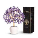 YATSKIA Amethyst Crystal Tree, Gemstones and Crystals, Stone Desk Decor, Healing Crystal, Gem Tree Purple, Unique Gifts for Women, Meditation Decor, Spiritual Gifts