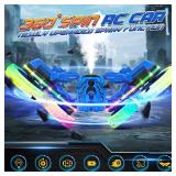 2-in-1 RC Car 4WD, Spray & LED, 360 Flips, Blue, Ages 8-12