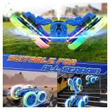 2-in-1 RC Car 4WD, Spray & LED, 360 Flips, Blue, Ages 8-12