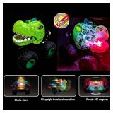 Dinosaur RC Car, 360 Rotating Stunt Toy with Spray, Light & Sound