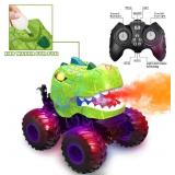 Dinosaur RC Car, 360 Rotating Stunt Toy with Spray, Light & Sound
