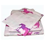 Purple Pink Horse Pony Queen Comforter Set Sheets Bed In A Bag